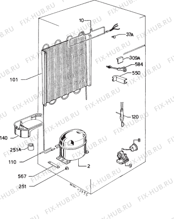 Взрыв-схема холодильника Privileg 067746 8 - Схема узла Cooling system 017